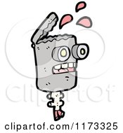 Cartoon Of A Severed Robot Head Royalty Free Vector Clipart