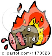 Cartoon Of A Burning Decapitated Head Royalty Free Vector Clipart by lineartestpilot