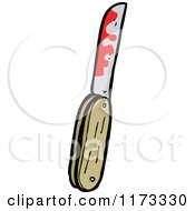 Cartoon Of A Bloody Pocket Knife Royalty Free Vector Clipart by lineartestpilot