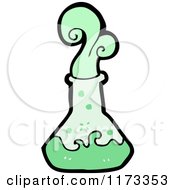 Cartoon Of A Green Science Flask Royalty Free Vector Clipart by lineartestpilot