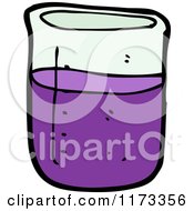 Cartoon Of A Science Beaker With Purple Chemicals Royalty Free Vector Clipart