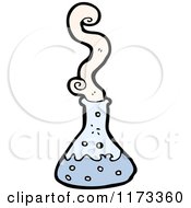 Cartoon Of A Blue Science Flask Royalty Free Vector Clipart by lineartestpilot