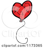 Cartoon Of A Red Heart Balloon Royalty Free Vector Clipart by lineartestpilot