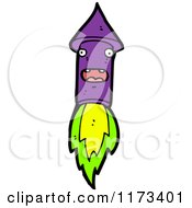 Cartoon Of A Purple Firework Rocket Mascot Royalty Free Vector Clipart by lineartestpilot