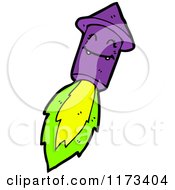 Cartoon Of A Purple Firework Rocket Mascot Royalty Free Vector Clipart by lineartestpilot