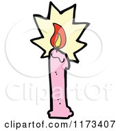 Cartoon Of A Burning Pink Candle Royalty Free Vector Clipart