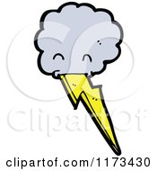 Cartoon Of A Cloud With A Lightning Bolt Royalty Free Vector Clipart