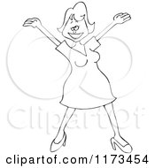 Poster, Art Print Of Outlined Happy Woman Holding Her Arms Up