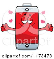 Cartoon Of A Loving Battery Mascot Wanting A Hug Royalty Free Vector Clipart by Cory Thoman