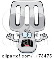 Cartoon Of A Screaming Spatula Mascot Royalty Free Vector Clipart