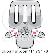 Cartoon Of A Loving Spatula Mascot Wanting A Hug Royalty Free Vector Clipart