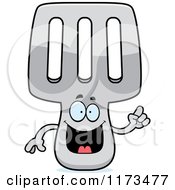 Cartoon Of A Smart Spatula Mascot With An Idea Royalty Free Vector Clipart