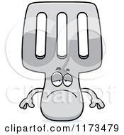 Cartoon Of A Depressed Spatula Mascot Royalty Free Vector Clipart