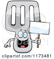 Poster, Art Print Of Happy Spatula Mascot Holding A Sign