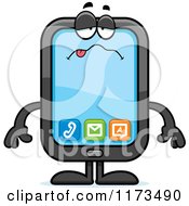 Cartoon Of A Sick Smart Phone Mascot Royalty Free Vector Clipart by Cory Thoman