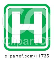 Poster, Art Print Of Green Hospital Sign With A White H