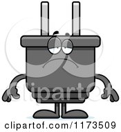 Cartoon Of A Depressed Electric Plug Mascot Royalty Free Vector Clipart by Cory Thoman
