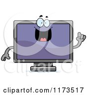 Cartoon Of A Smart Television Mascot With An Idea Royalty Free Vector Clipart