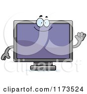 Cartoon Of A Waving Television Mascot Royalty Free Vector Clipart by Cory Thoman