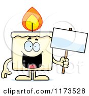 Poster, Art Print Of Happy Candle Mascot Holding A Sign