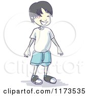 Cartoon Of A Happy Boy Royalty Free Vector Clipart by Bad Apples