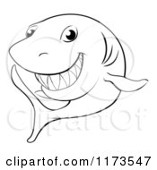 Poster, Art Print Of Black And White Grinning Shark Outline