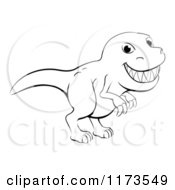 Poster, Art Print Of Black And White Grinning T Rex Outline