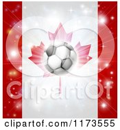 Poster, Art Print Of Soccer Ball Over A Canadian Flag With Fireworks