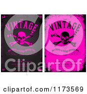 Poster, Art Print Of Grungy Black And Pink Skull And Crossbones Designs With Sample Text