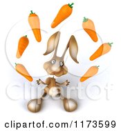 Clipart Of A 3d Brown Bunny Juggling Carrots 2 Royalty Free CGI Illustration