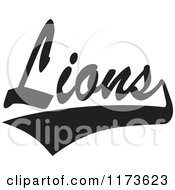 Clipart Of A Black And White Tailsweep And Lions Sports Team Text Royalty Free Vector Illustration by Johnny Sajem