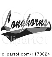 Clipart Of A Black And White Tailsweep And Longhorns Sports Team Text Royalty Free Vector Illustration