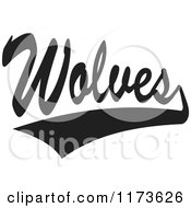 Clipart Of A Black And White Tailsweep And Wolves Sports Team Text Royalty Free Vector Illustration by Johnny Sajem