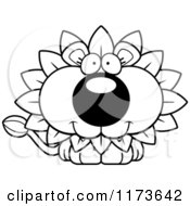 Poster, Art Print Of Black And White Happy Dandelion Flower Lion Mascot