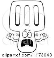 Cartoon Clipart Of A Screaming Spatula Mascot Vector Outlined Coloring Page