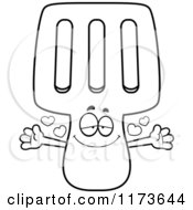 Cartoon Clipart Of A Loving Spatula Mascot Wanting A Hug Vector Outlined Coloring Page