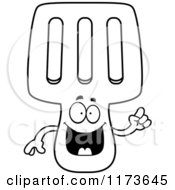 Cartoon Clipart Of A Smart Spatula Mascot With An Idea Vector Outlined Coloring Page
