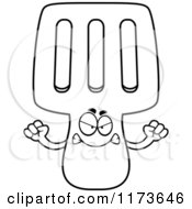 Cartoon Clipart Of A Mad Spatula Mascot Vector Outlined Coloring Page