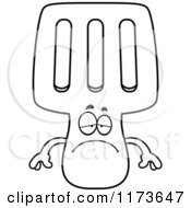 Cartoon Clipart Of A Depressed Spatula Mascot Vector Outlined Coloring Page