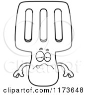 Cartoon Clipart Of A Sick Spatula Mascot Vector Outlined Coloring Page