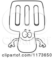 Cartoon Clipart Of A Happy Spatula Mascot Vector Outlined Coloring Page