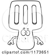 Cartoon Clipart Of A Surprised Spatula Mascot Vector Outlined Coloring Page