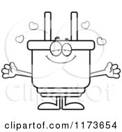 Poster, Art Print Of Black And White Loving Electric Plug Mascot Wanting A Hug