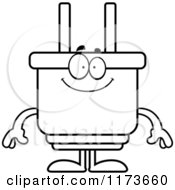 Black And White Happy Electric Plug Mascot
