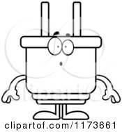 Black And White Surprised Electric Plug Mascot