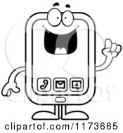Poster, Art Print Of Black And White Smart Smart Phone Mascot With An Idea