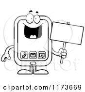 Poster, Art Print Of Black And White Happy Smart Phone Mascot