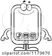 Poster, Art Print Of Black And White Happy Smart Phone Mascot