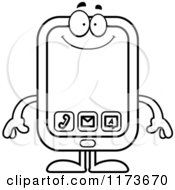 Cartoon Clipart Of A Happy Smart Phone Mascot Vector Outlined Coloring Page by Cory Thoman