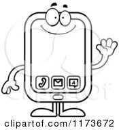 Poster, Art Print Of Black And White Waving Smart Phone Mascot